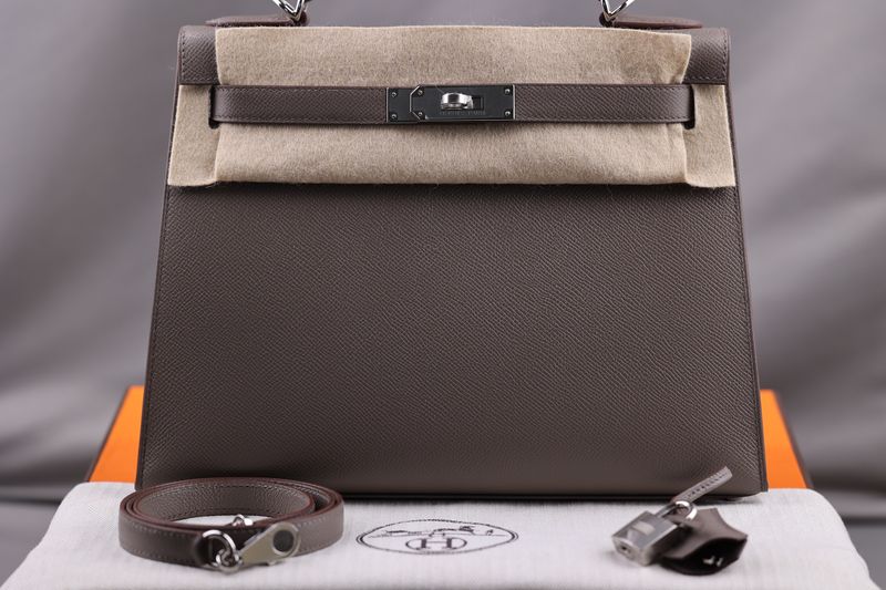 Hermès Kelly 28 Gris Etain Sellier Epsom