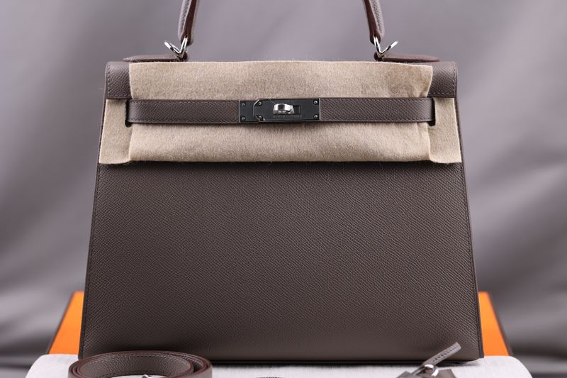 Hermès Kelly 28 Gris Etain Sellier Epsom