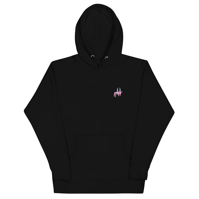 Flying Pig Pink Unisex Hoodie with back design