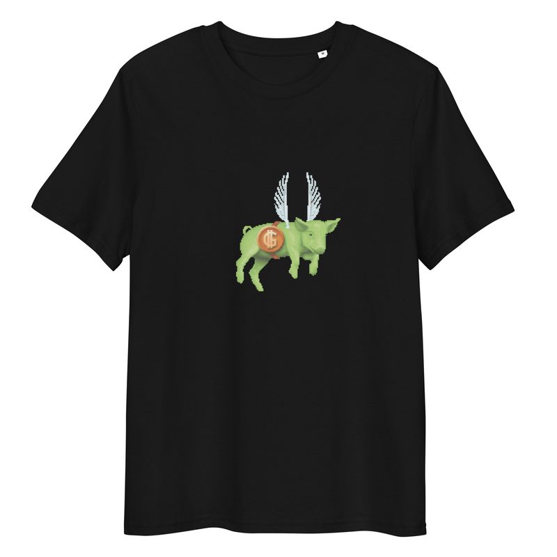 Flying Pig Green Unisex Organic Cotton T-Shirt