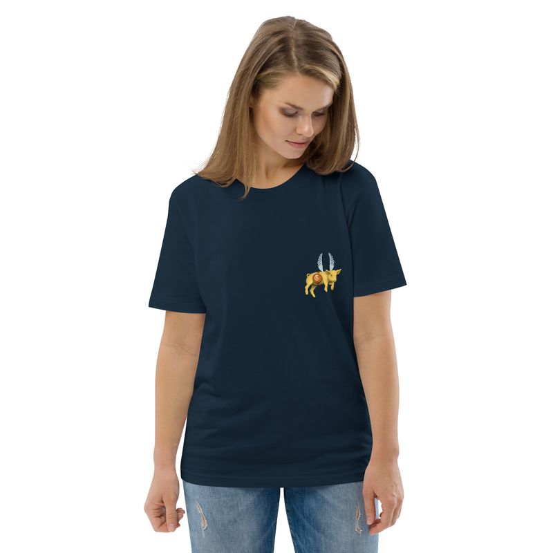 Flying Pig Yellow Unisex Organic Cotton T-Shirt