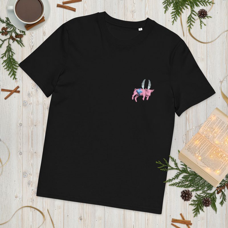 Flying Pig Pink Unisex Organic Cotton T-Shirt