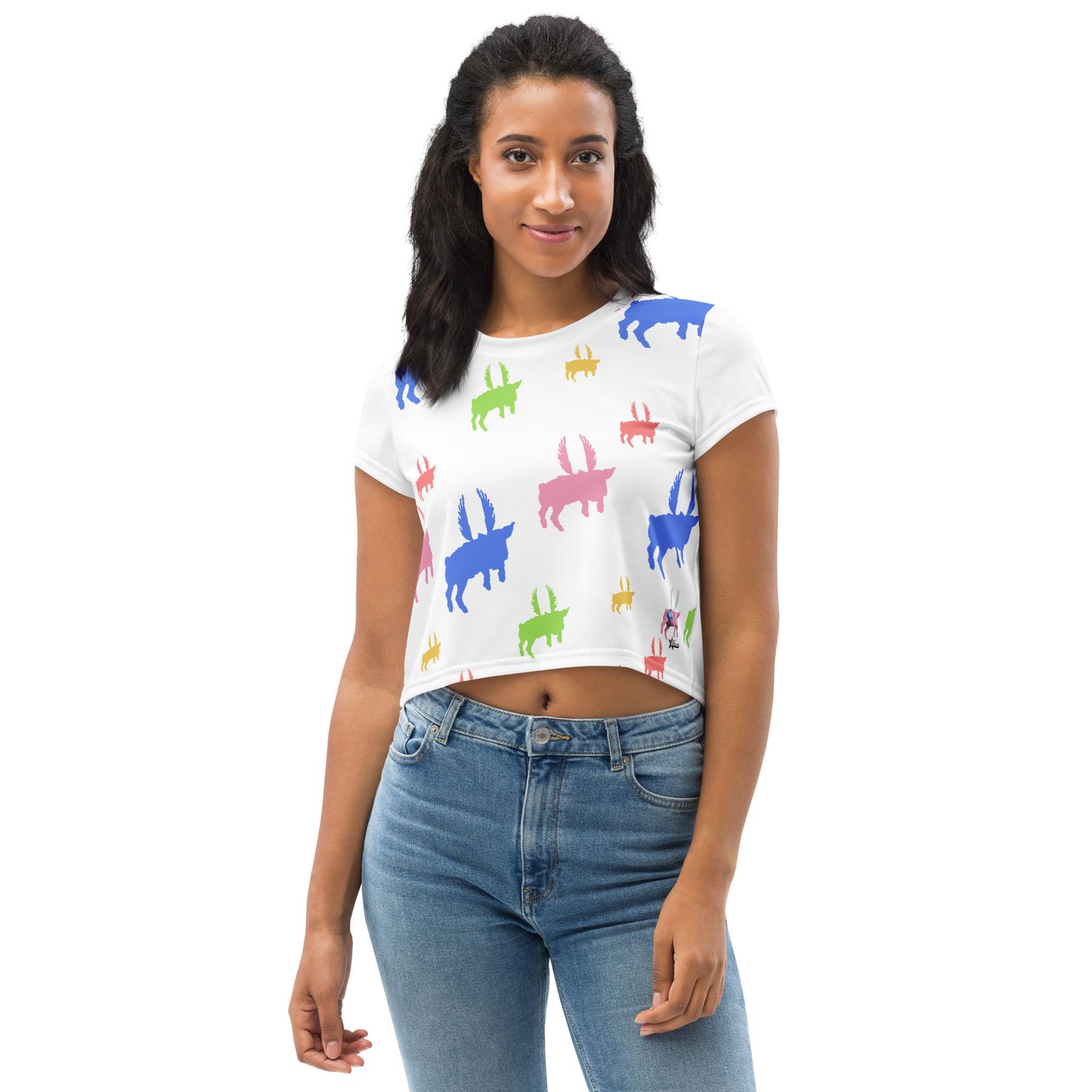 Fling Pigs All-Over Print Crop Tee