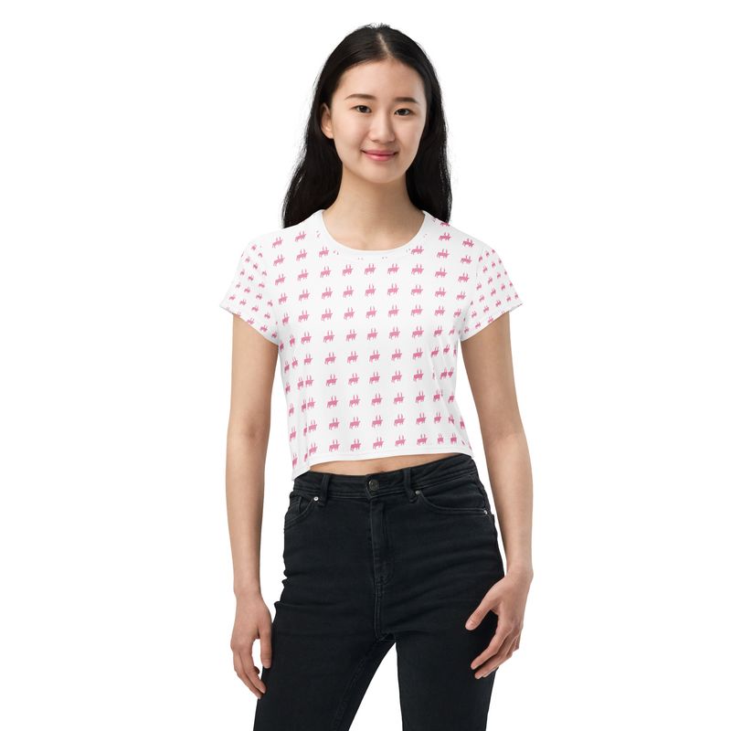 Flying Pig Pink All-Over Print Crop Tee