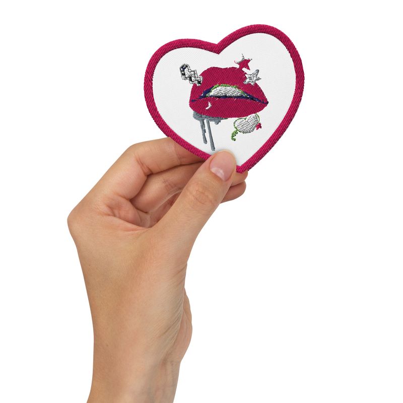 Lip Embroidered Patch - Heart