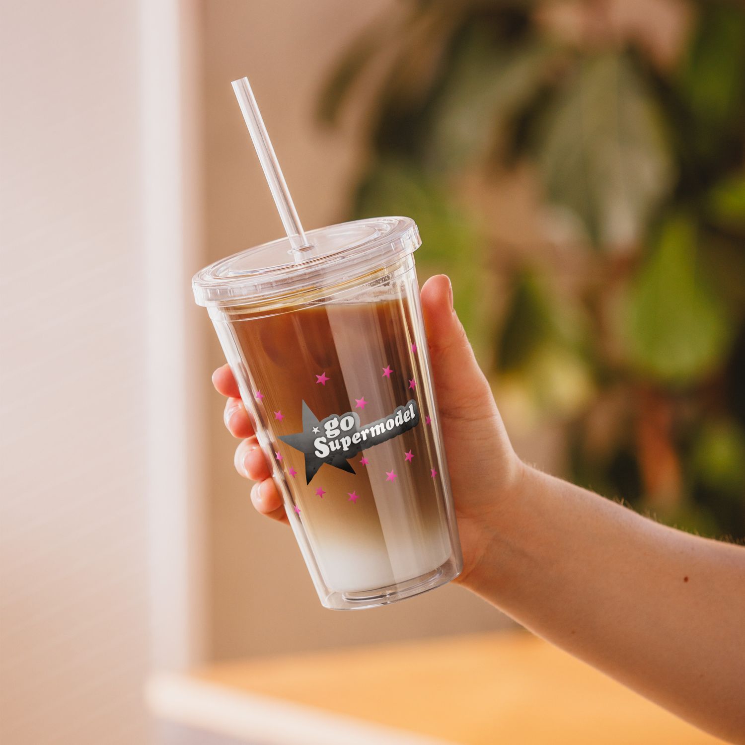 gSm logo Clear plastic tumbler