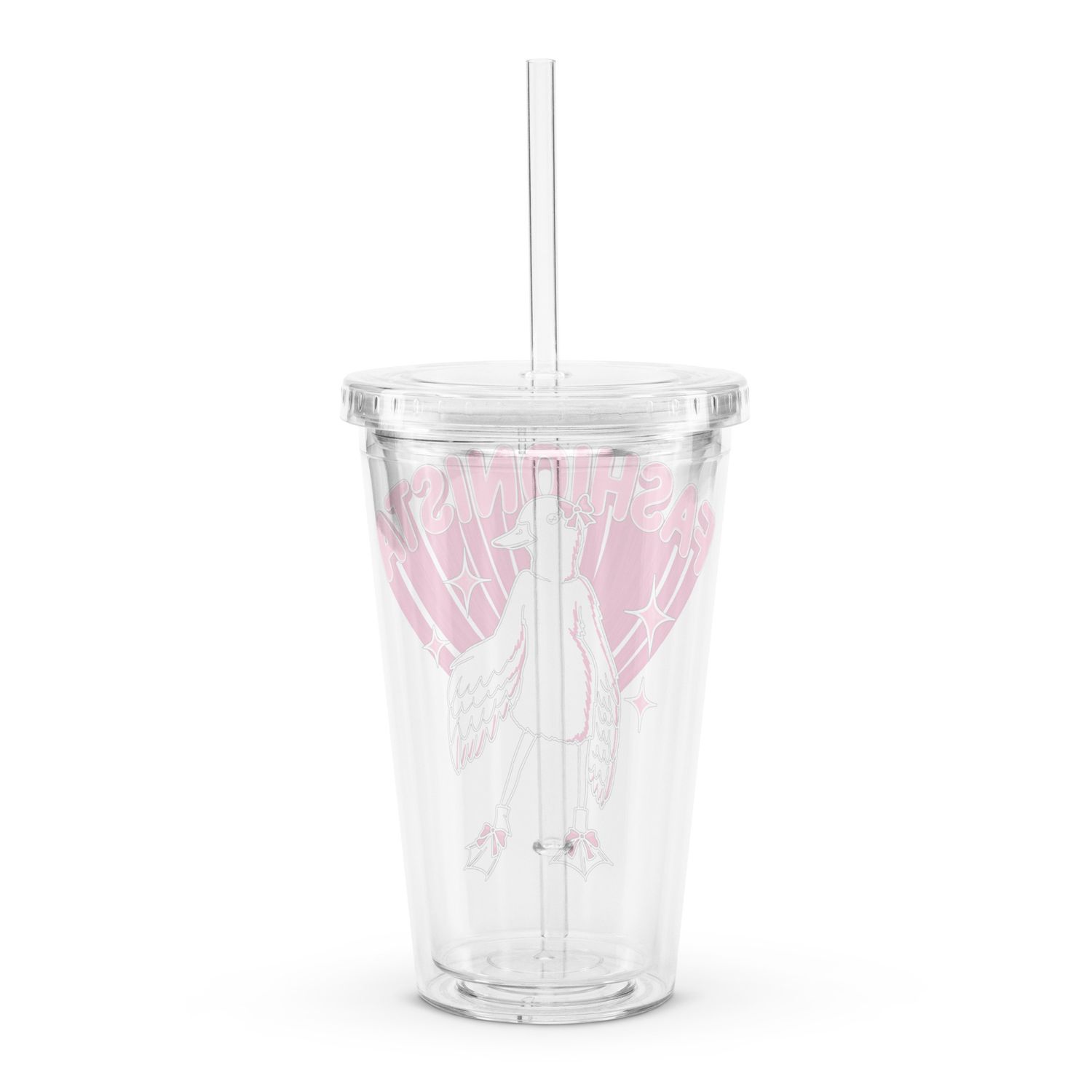Fashionista Duck by lisu - Clear plastic tumbler