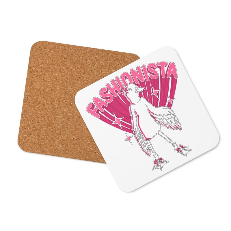 Fashionista Duck by lisu - Cork-back coaster