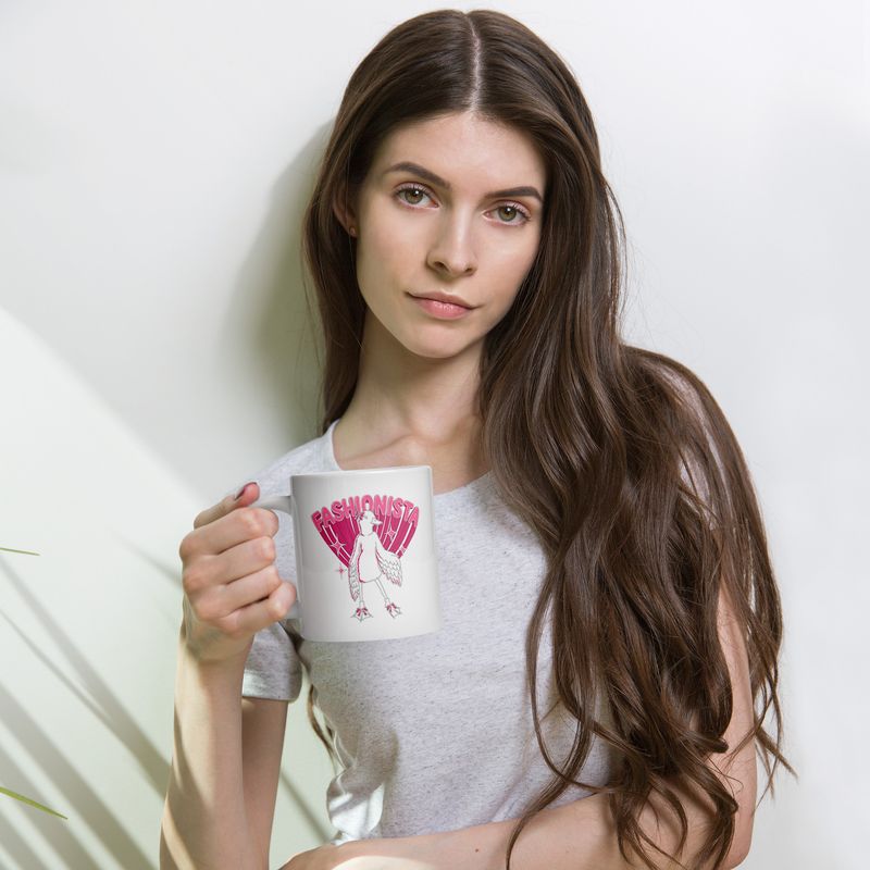 Fashionista Duck by lisu - White glossy mug
