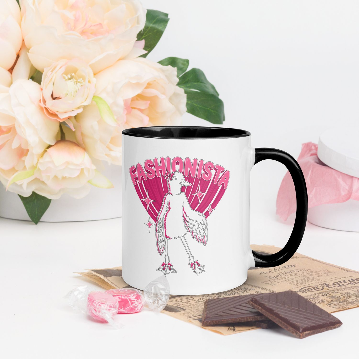 Fashionista Duck by lisu - Mug with Color Inside
