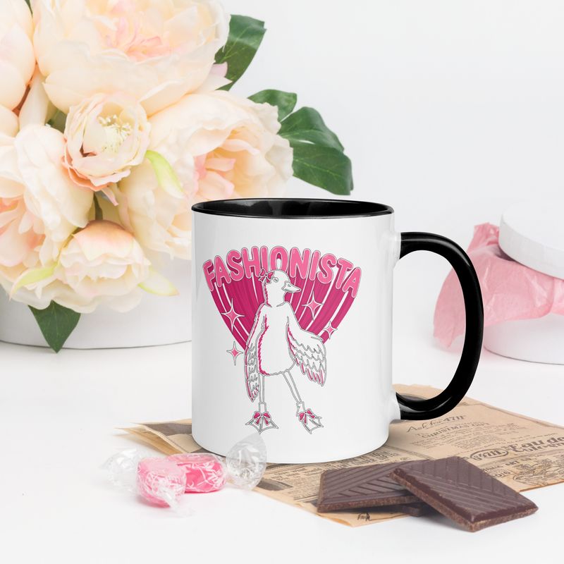 Fashionista Duck by lisu - Mug with Color Inside