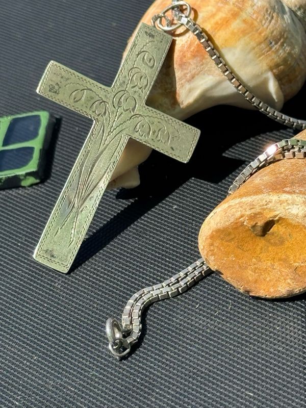 Dänisches altes 830 er Silber Kreuz mit Kette