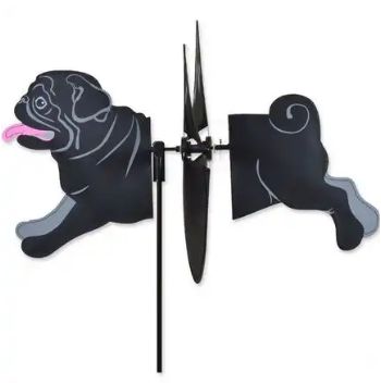 Windspiel stehend - Mops Ø 32 cm 43 cm x 21 cm schwarz