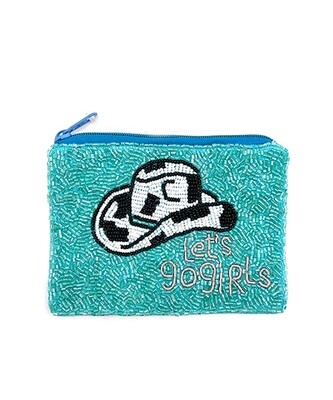 Lets Go Girls Beaded Coin Pouch