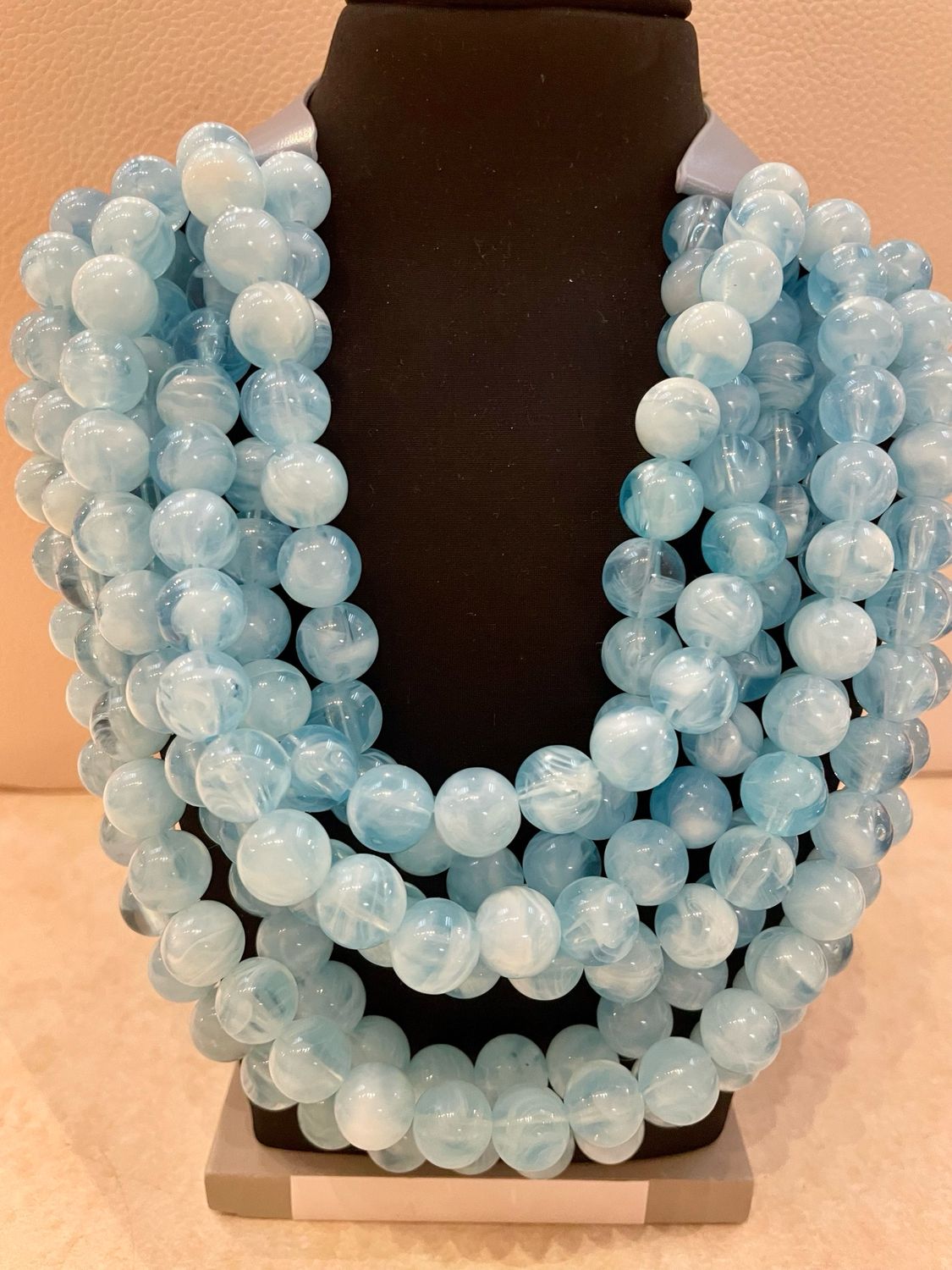 Baby Blue Beaded Collar Necklace