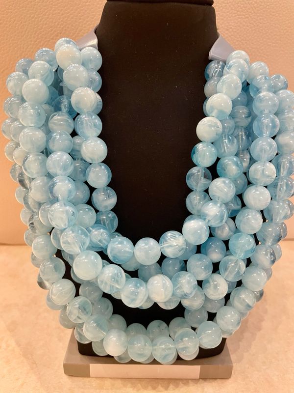 Baby Blue Beaded Collar Necklace