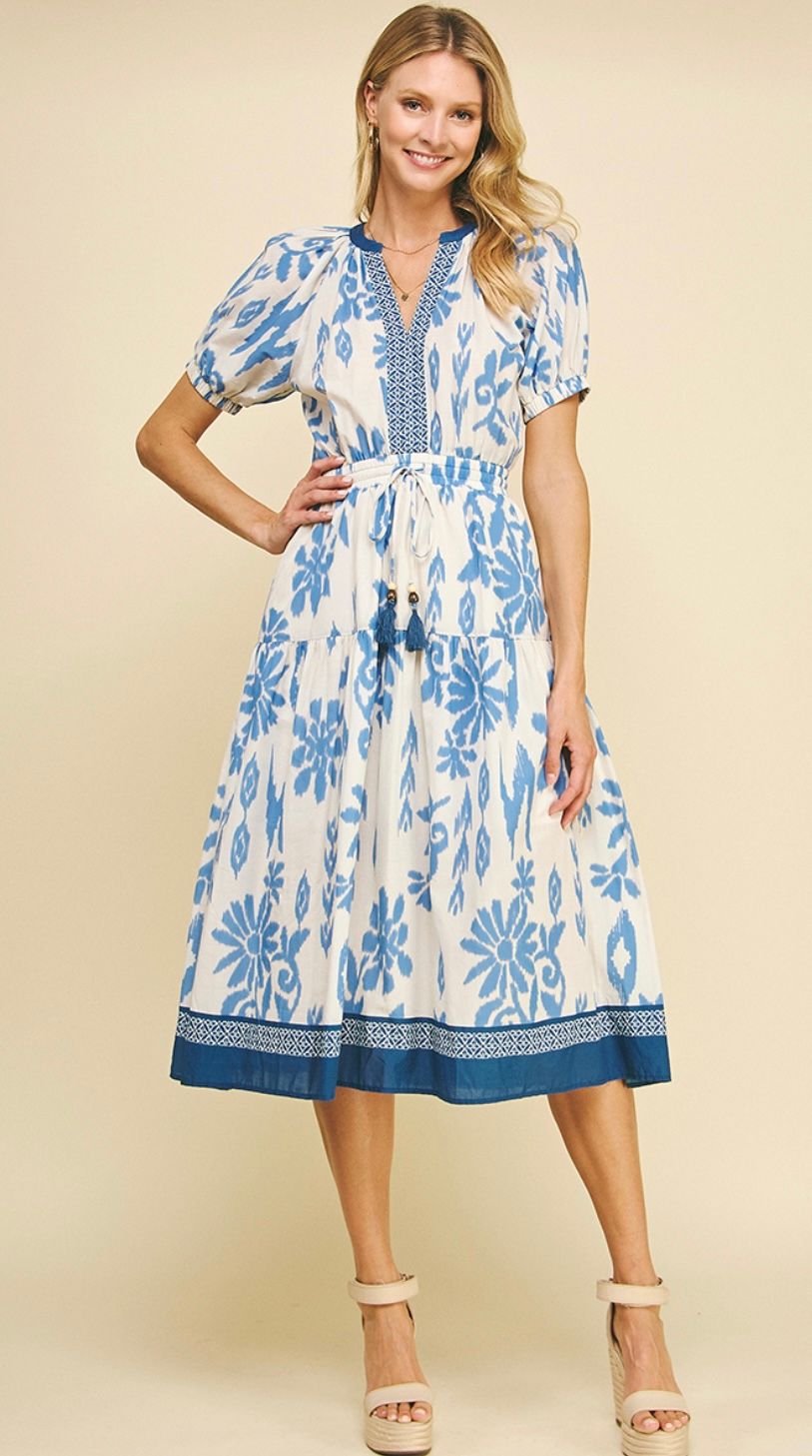 The Blue &amp; White Boho Midi
