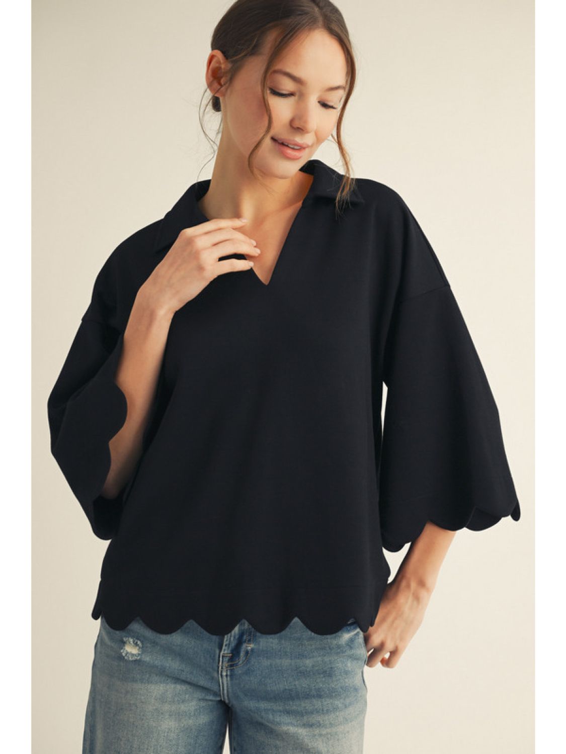 The Madeline Scallop Top