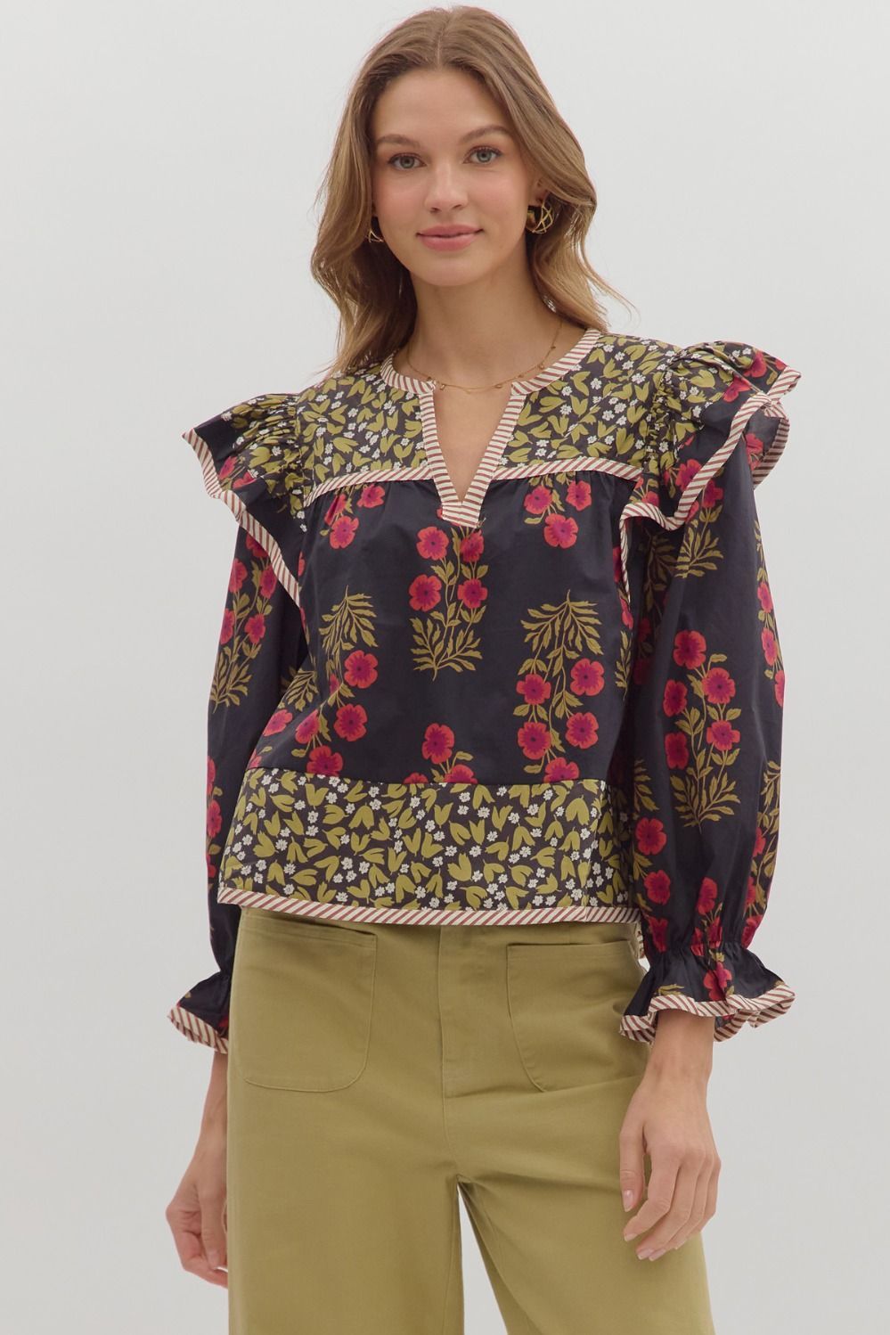 The Midnight Garden Ruffle Blouse