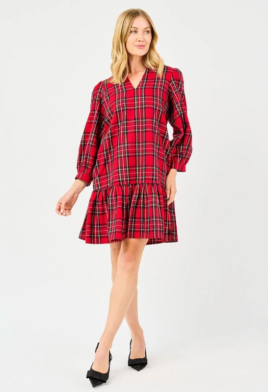 The Naomi Red Plaid Dress