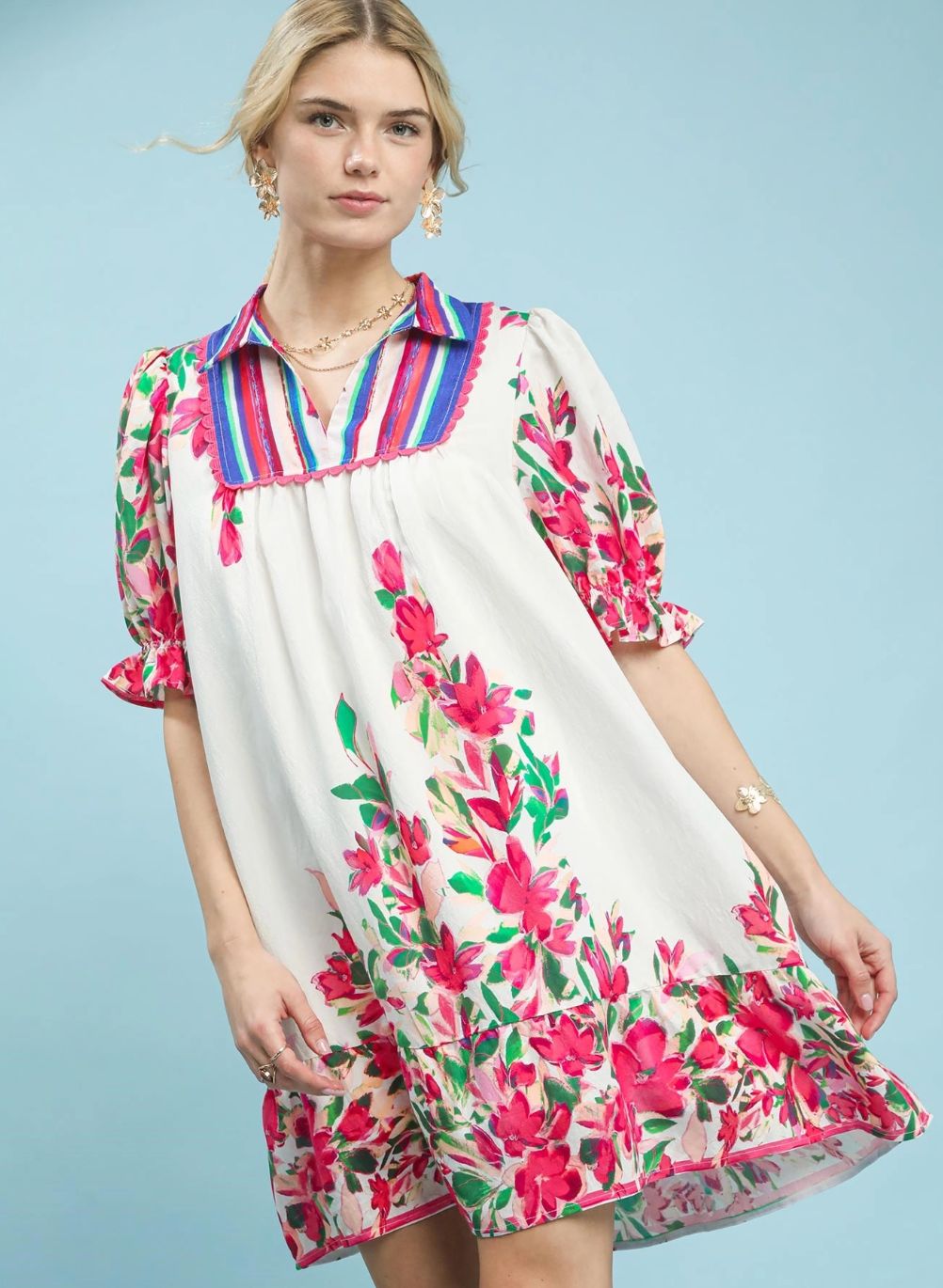 The Jardin Stripe Floral Dress The Jardin Stripe Floral Dress
