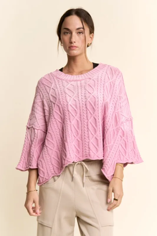 The Blush Bloom Cable Knit Top