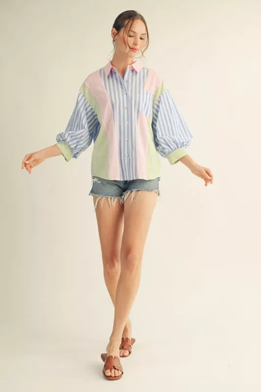 The Picnic Perfect Colorblock Blouse