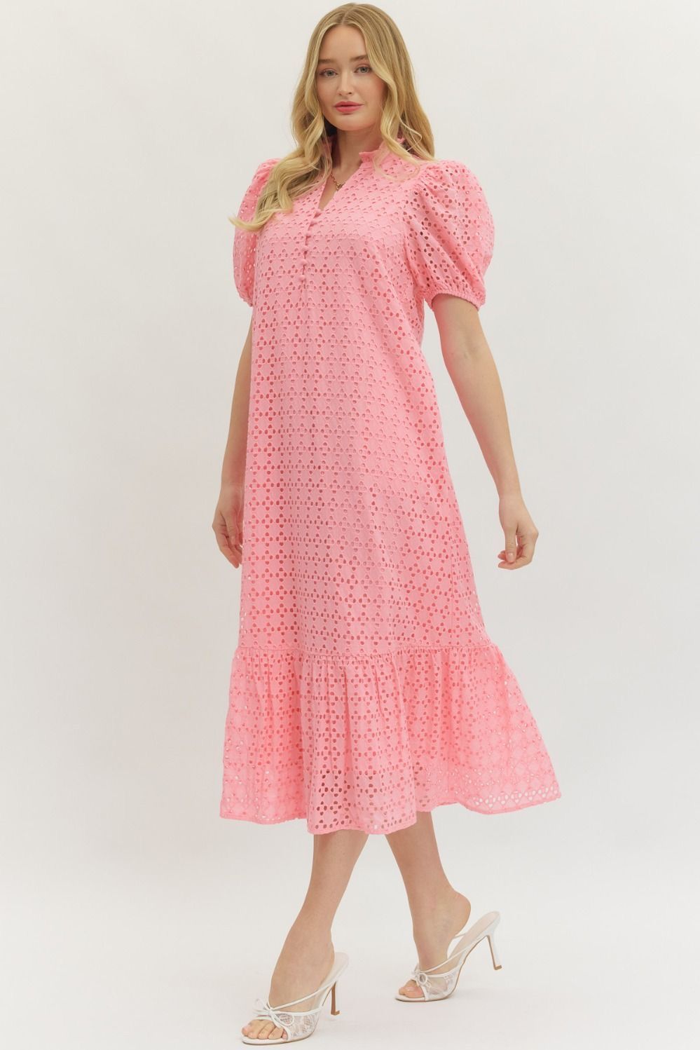 The Rosé Breeze Eyelit Dress