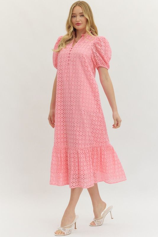 The Rosé Breeze Eyelit Dress