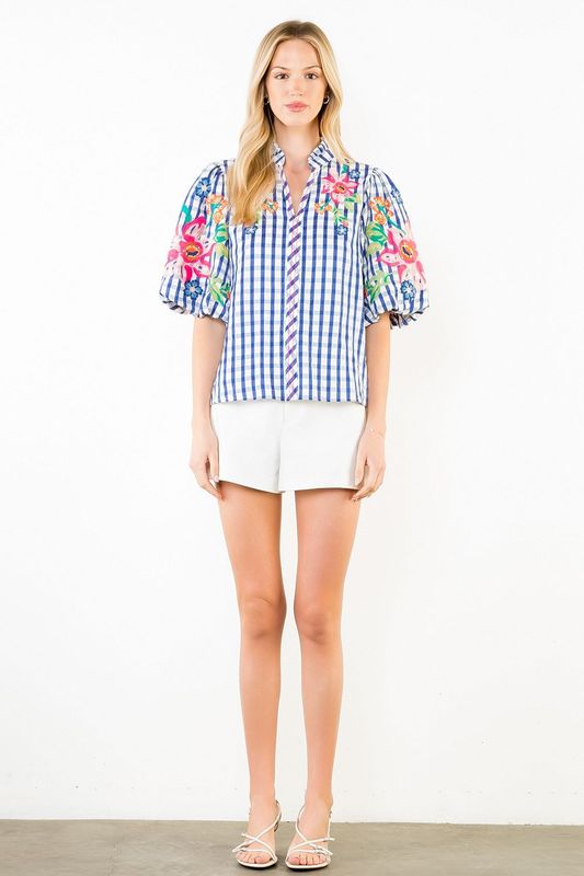 The Floral Gingham Top