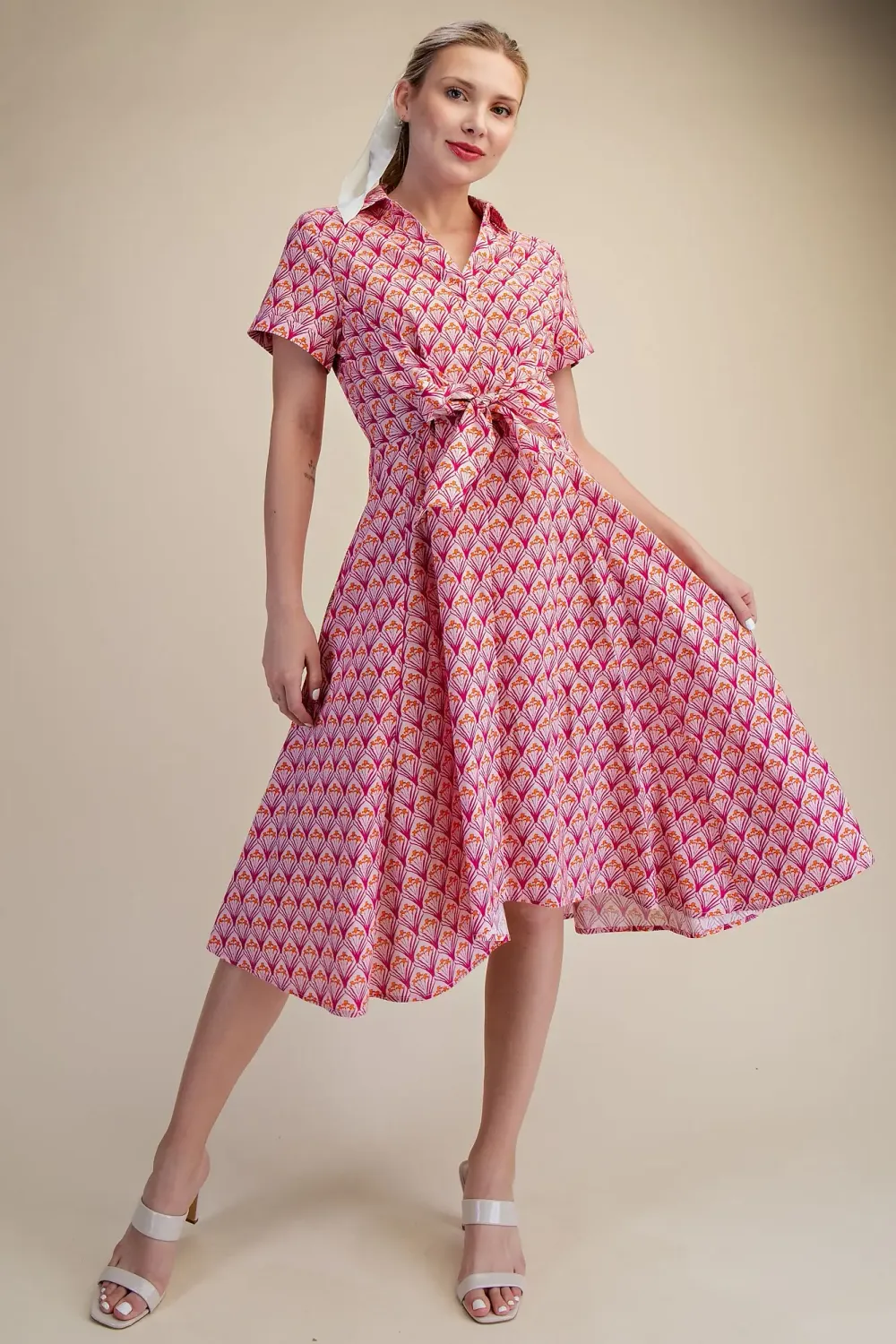 The Blush Bloom Tie-Waist Midi Dress The Blush Bloom Tie-Waist Midi Dress