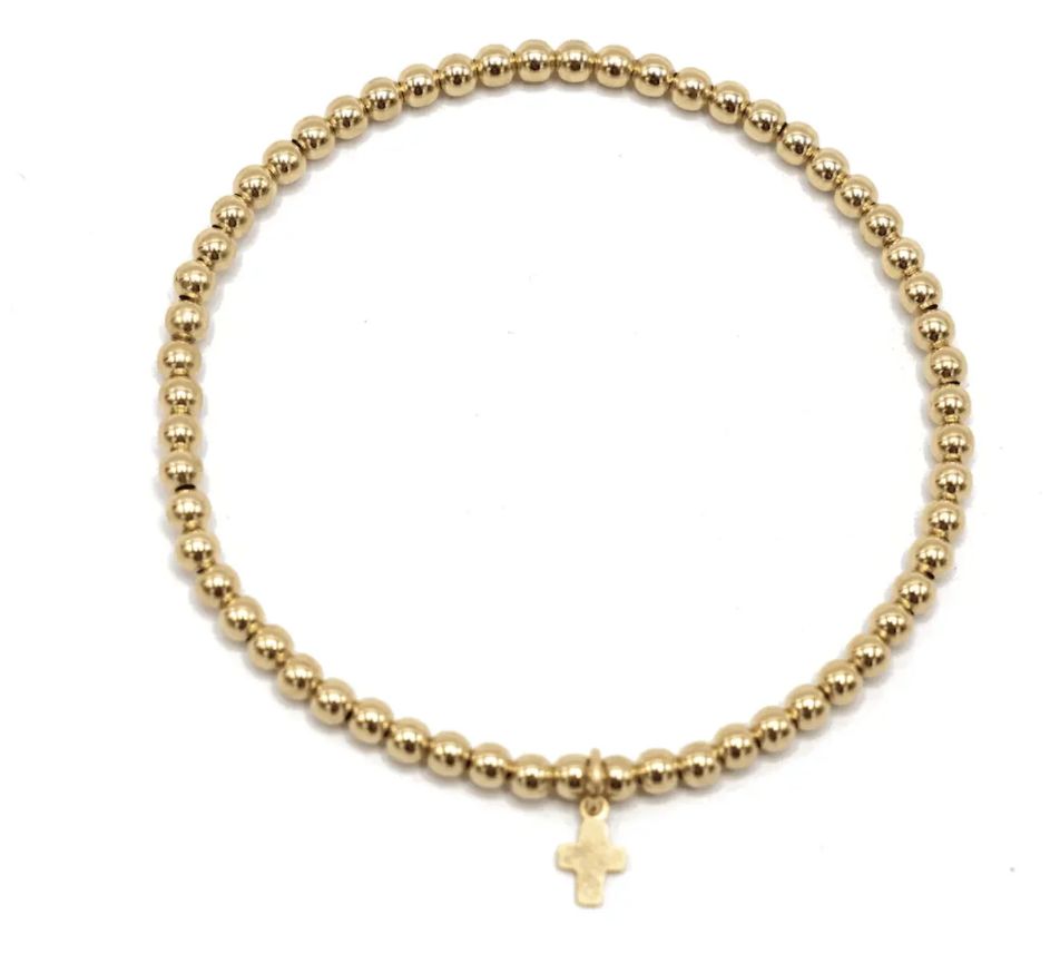 3mm Gold Filled Bracelet With Cross 3mm Gold Filled Bracelet With Cross