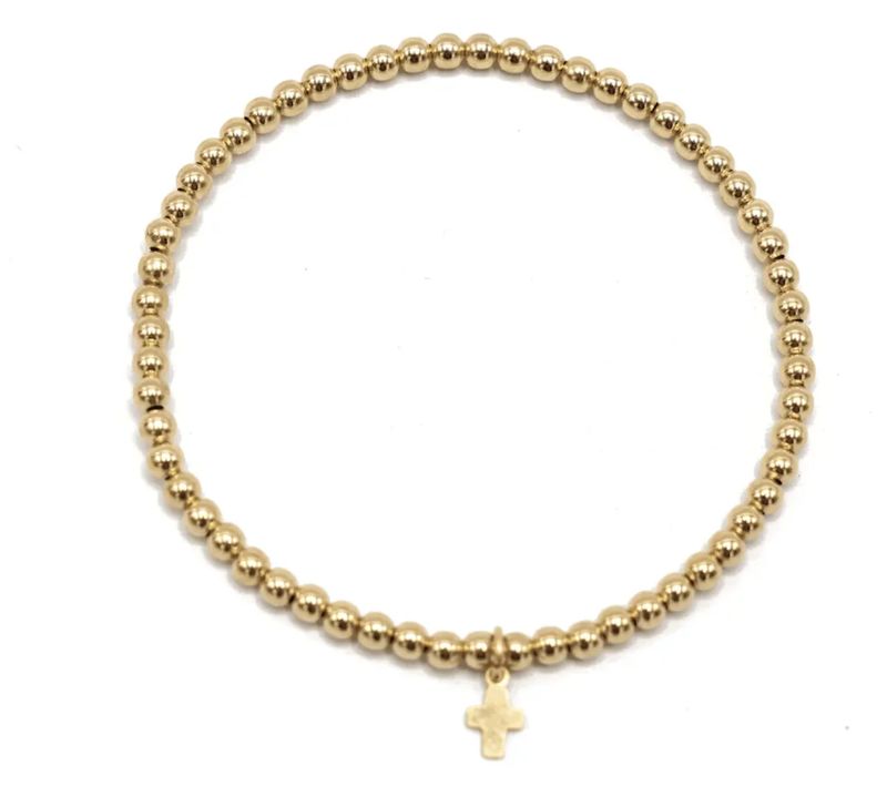 3mm Gold Filled Bracelet With Cross