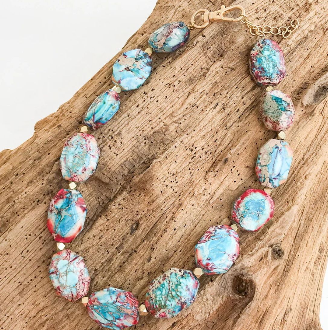 Oval Turquoise Studded Necklace
