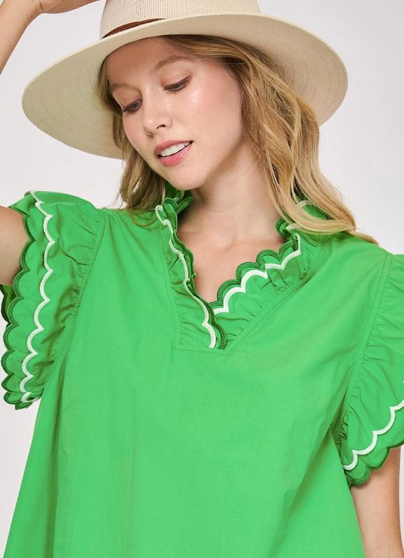 The Lucky Charm Scallop Blouse