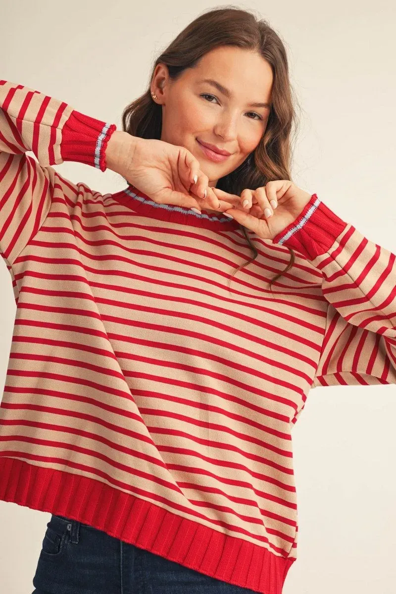 The Cherry Cream Striped Sweater The Cherry Cream Striped Sweater