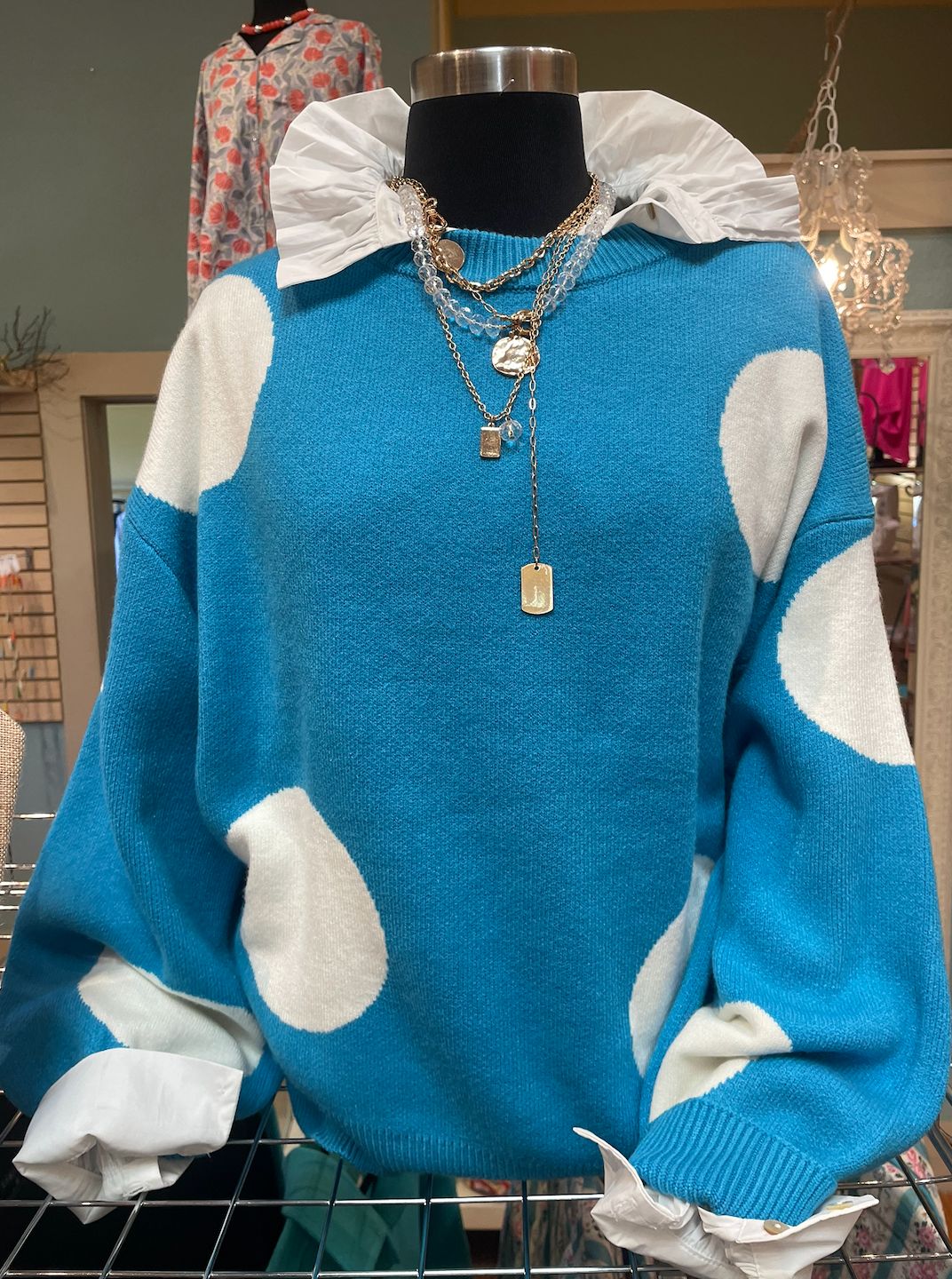 The Panther Blue Dot Sweater