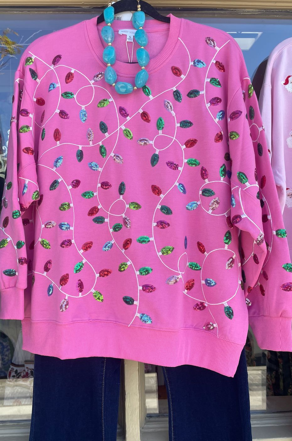 The Pink Christmas Lights Sweatshirt The Pink Christmas Lights Sweatshirt