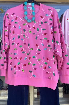 The Pink Christmas Lights Sweatshirt The Pink Christmas Lights Sweatshirt