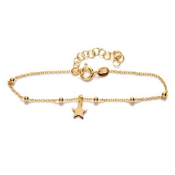 Pulsera Estrellita Plata de Ley bañada en oro.