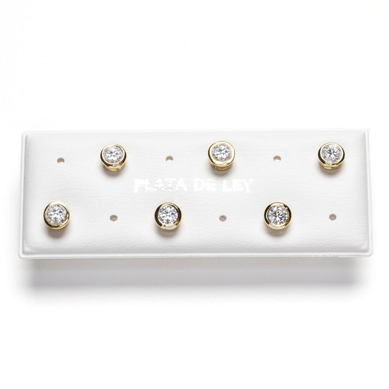 Pendientes, Montura Rusa en Plata de Ley y Baño Oro. (5 mm)