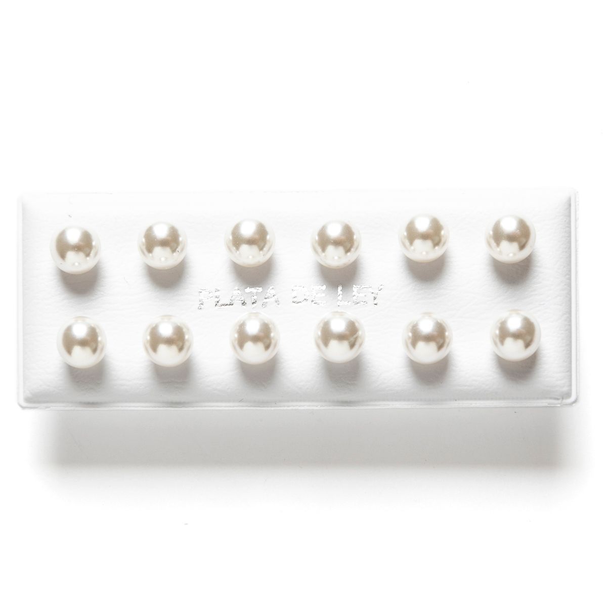 Pendientes en plata de ley y perla Redonda Nacarada,Color Blanco. (6 mm)