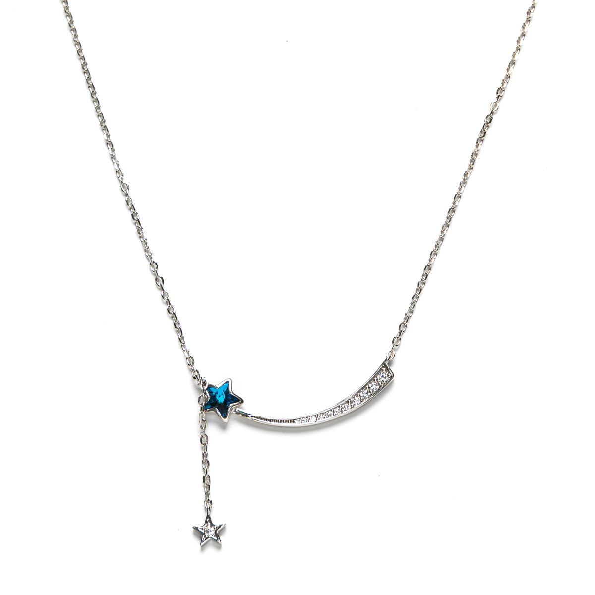 Collar Estrella Fugaz en Plata de Ley Rodiada con Circonitas.