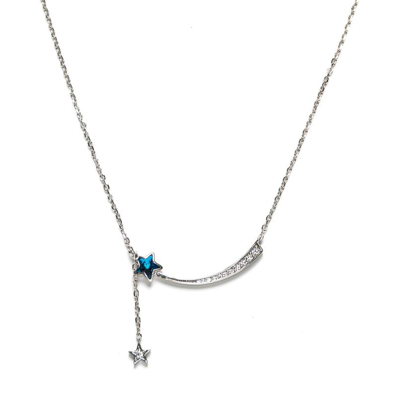 Collar Estrella Fugaz en Plata de Ley Rodiada con Circonitas.