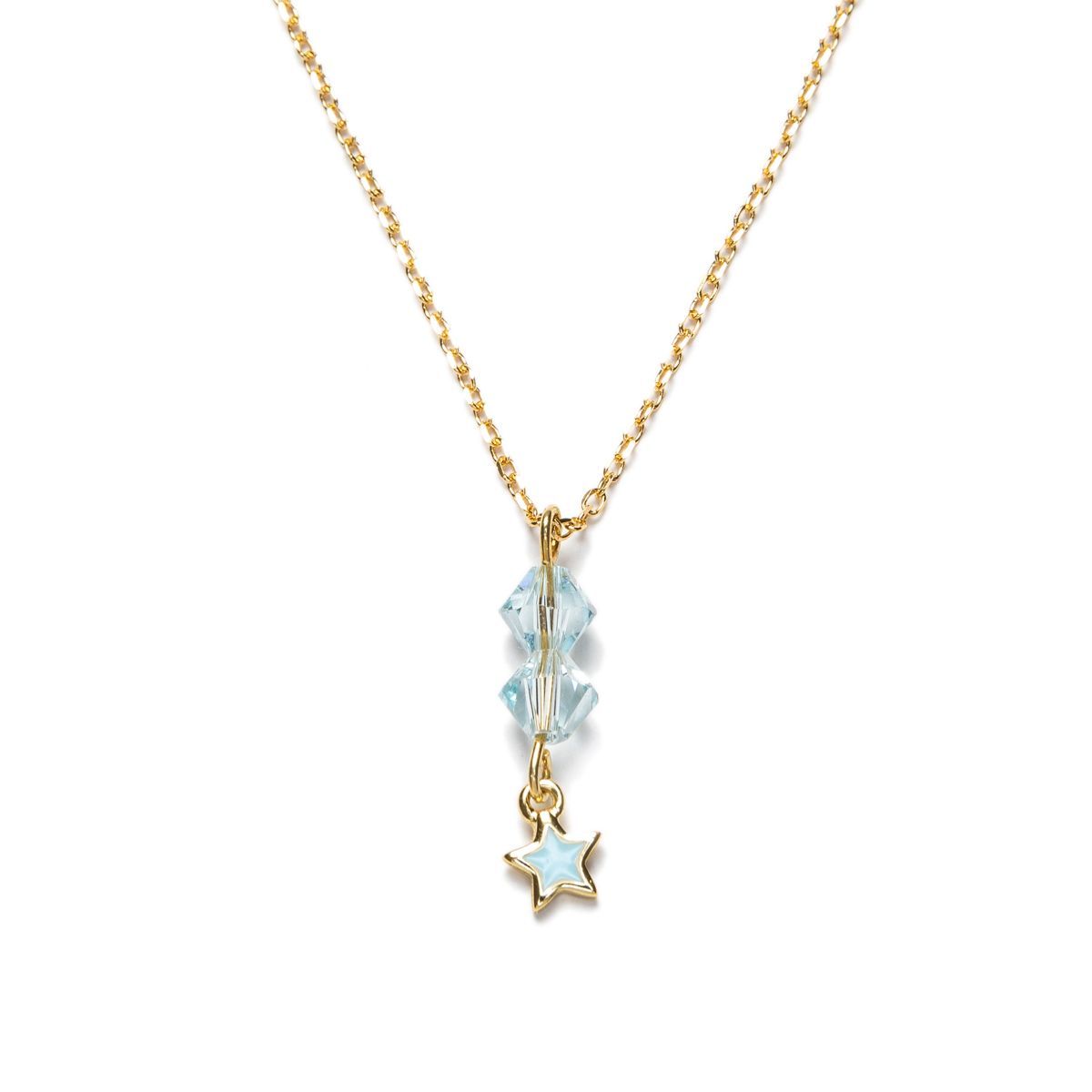 Collar en Plata de Ley y Baño Oro con tupí de Cristal Austríaco. ESTRELLA.