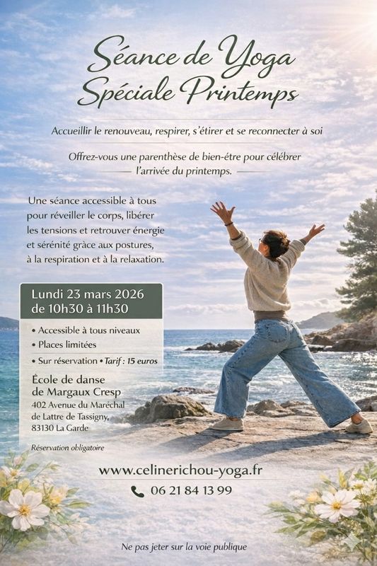 Séance de Yoga spéciale Printemps Lundi 23 avril 2026 de 10H30 à 11H30