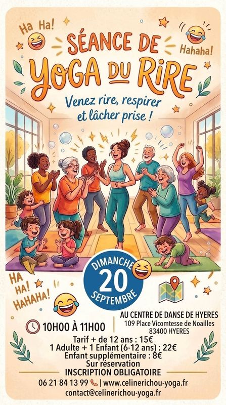 Séance de yoga du rire & santé du 20 SEPTEMBRE 2026 Hyères TARIF ADULTE Séance de yoga du rire & santé du 20 SEPTEMBRE 2026 Hyères TARIF ADULTE