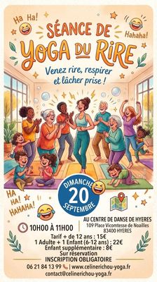 Séance de yoga du rire & santé du 20 SEPTEMBRE 2026 Hyères TARIF ADULTE Séance de yoga du rire & santé du 20 SEPTEMBRE 2026 Hyères TARIF ADULTE