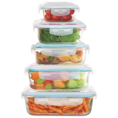 BENE CASA – 10-Piece Glass Food Storage Set – Clear