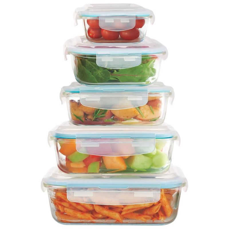 BENE CASA – 10-Piece Glass Food Storage Set – Clear